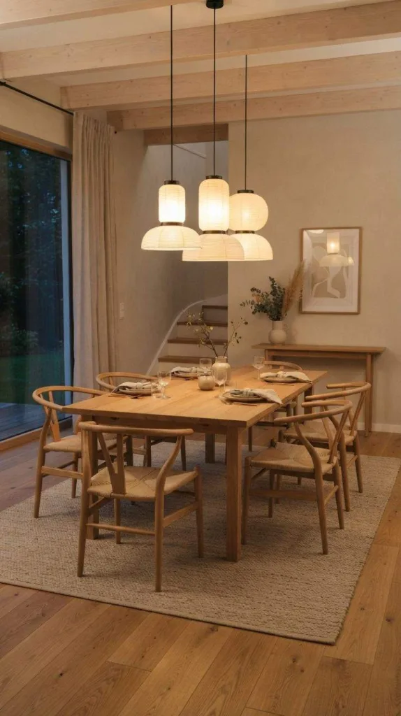 9+ Japandi Dining Room Design for a Modern Home 5 Japandi Dining Room Lighting