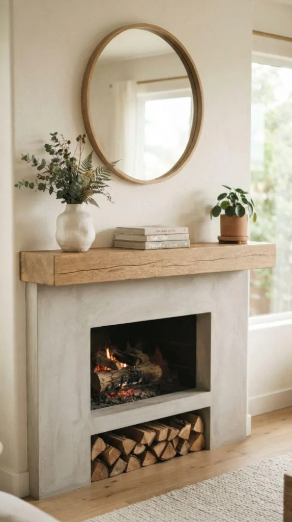9+ Japandi Fireplace for Cozy Living Rooms 3 Japandi Fireplace Mantel Decor