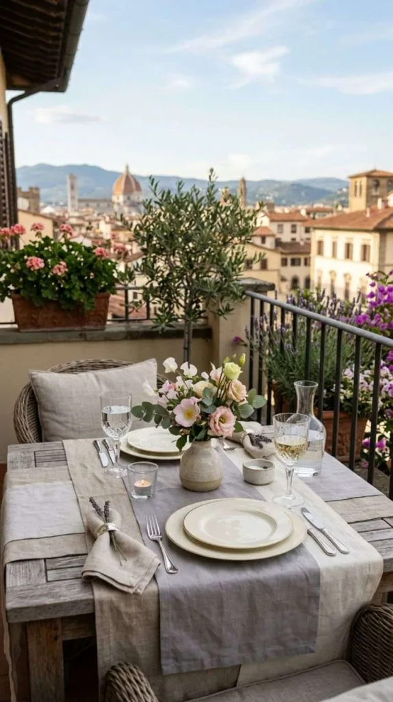 This Balcony Table Decor Instantly Elevate Your Outdoor Space 3 Layered Linen Table Runner