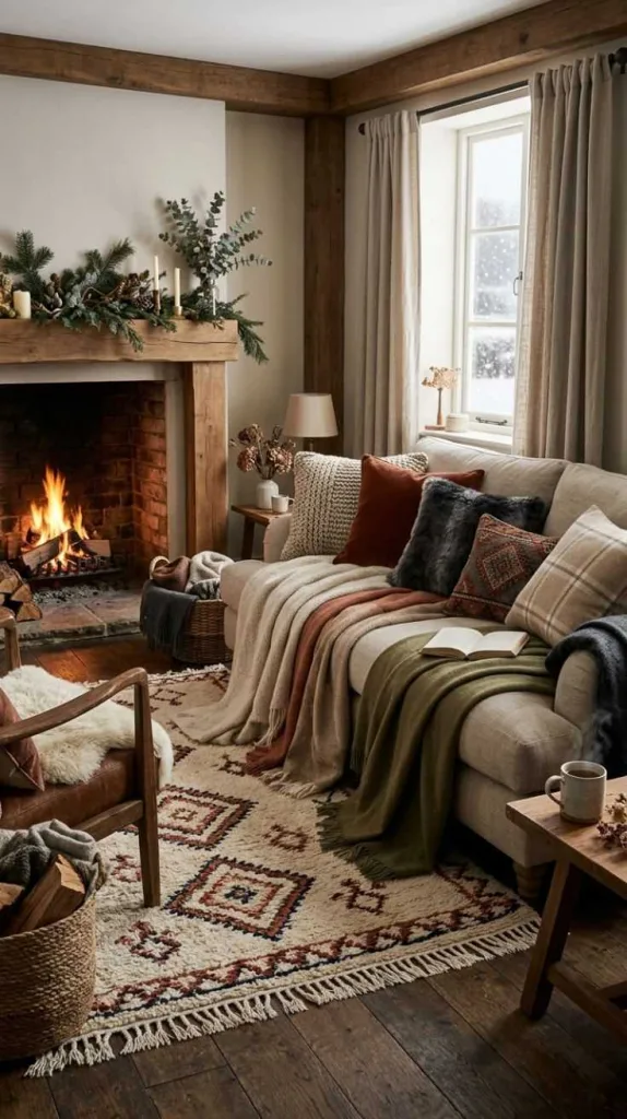 Winter Decor Ideas for the Home You'll Love 4 Layered Winter Textiles