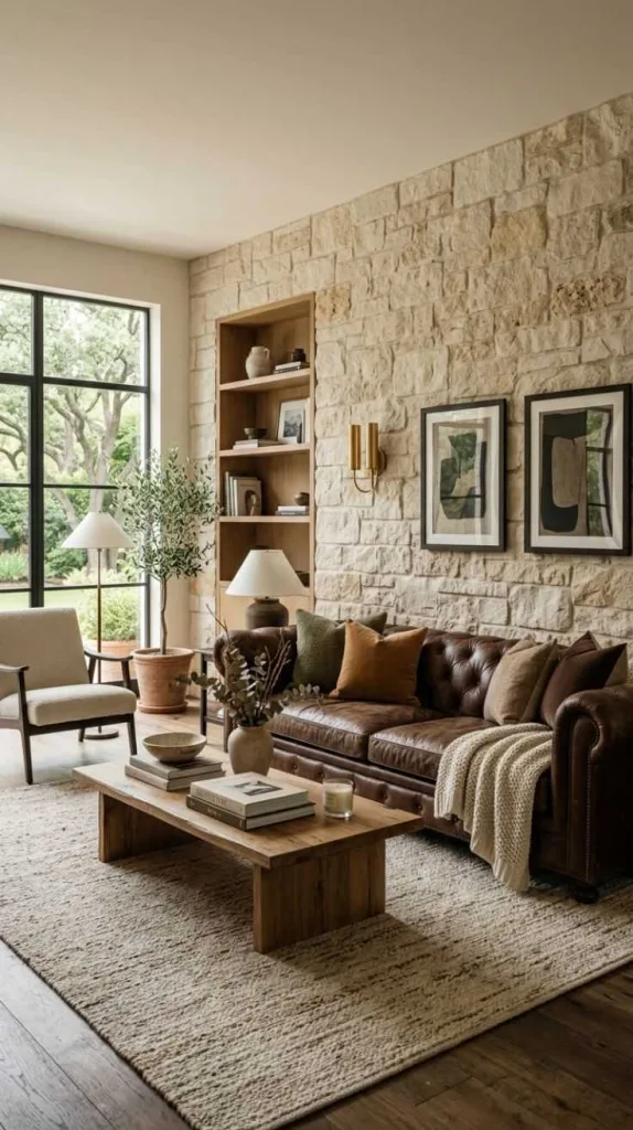 Leather Couch Living Room Worth The Hype 4 Leather & Limestone Retreat