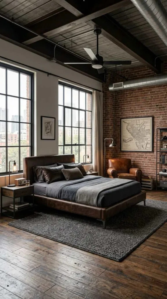 These Masculine Bedroom That Feels Like a Five-Star Suite 6 Leather Loft Bedroom