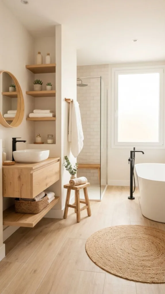 Light Wood Bathroom Accents