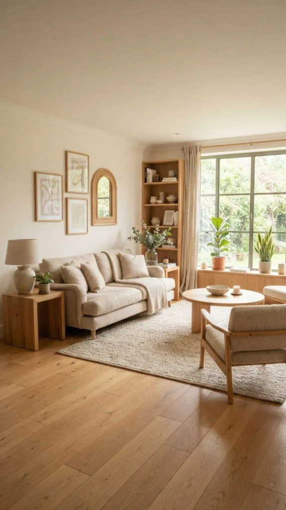 8+ Japandi Living Room Design for a Cozy Home 7 Light Wood Living Accents