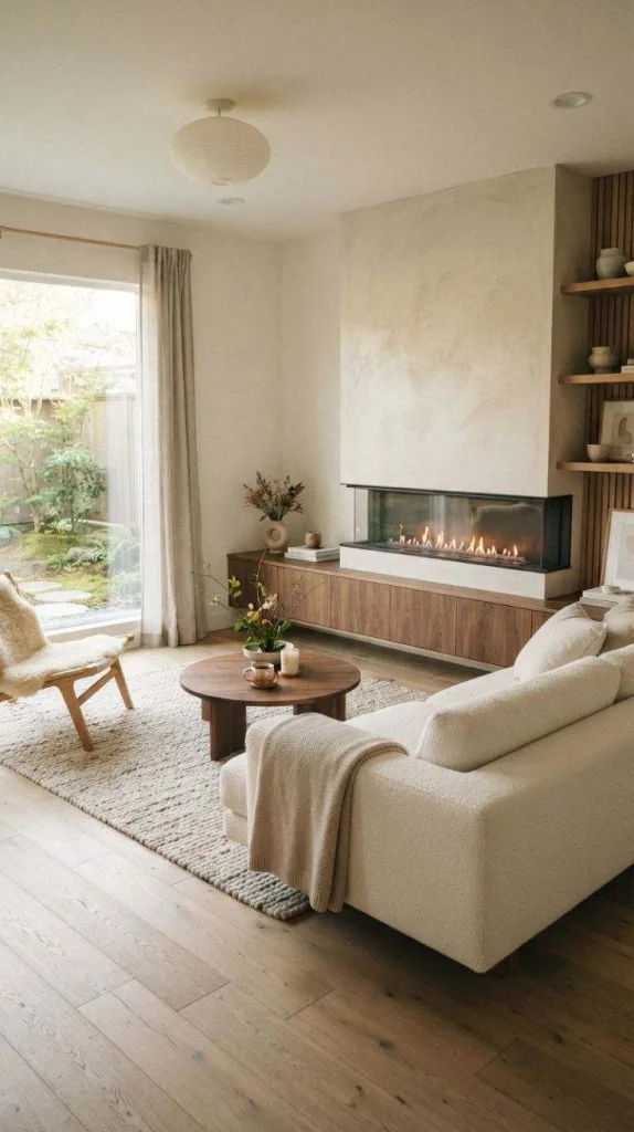 9+ Japandi Fireplace for Cozy Living Rooms 9 Linear Japandi Fireplace Style
