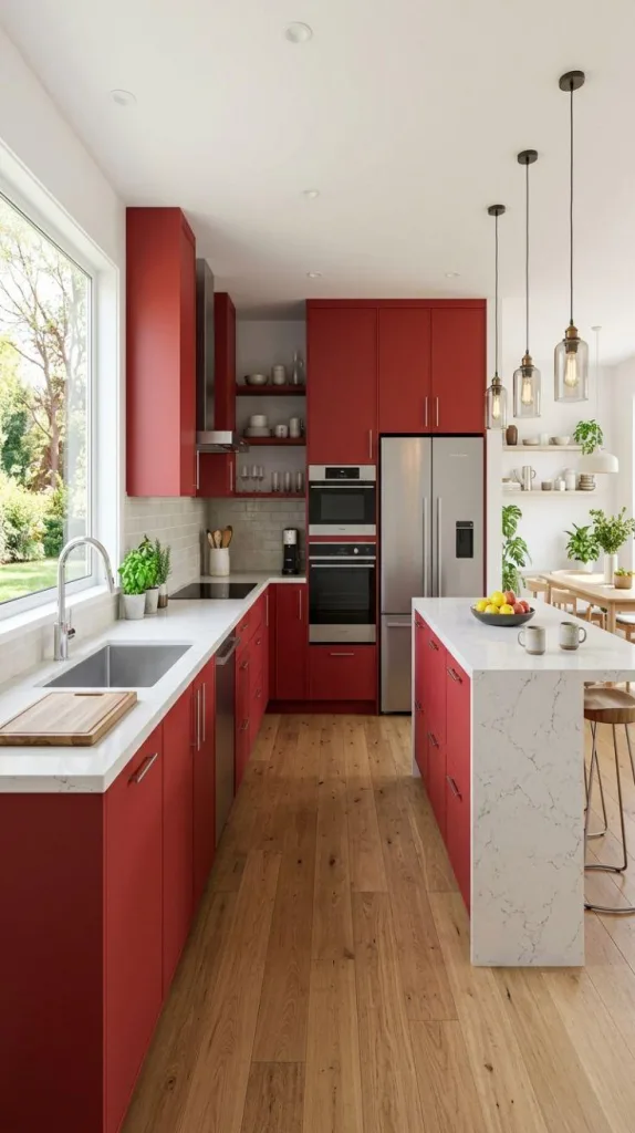 Matte Red Cabinets
