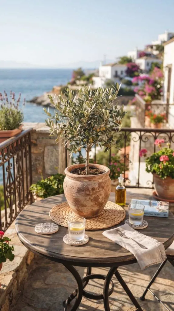 This Balcony Table Decor Instantly Elevate Your Outdoor Space 10 Mini Olive Tree Accent