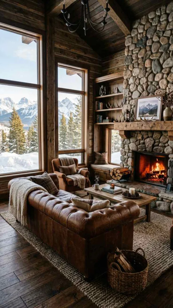 Leather Couch Living Room Worth The Hype 12 Mountain Lodge Living