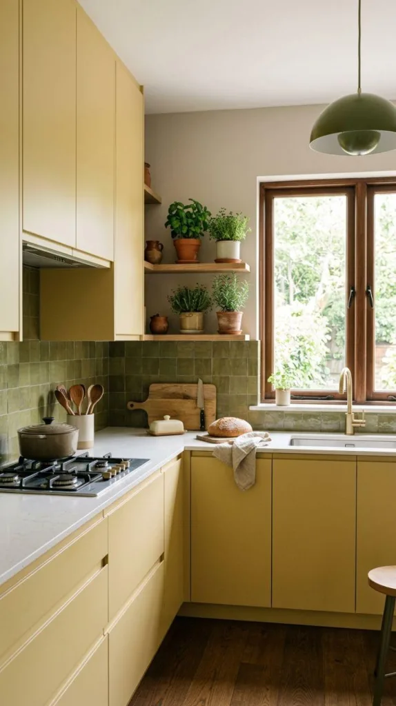 Muted Yellow with Olive Green