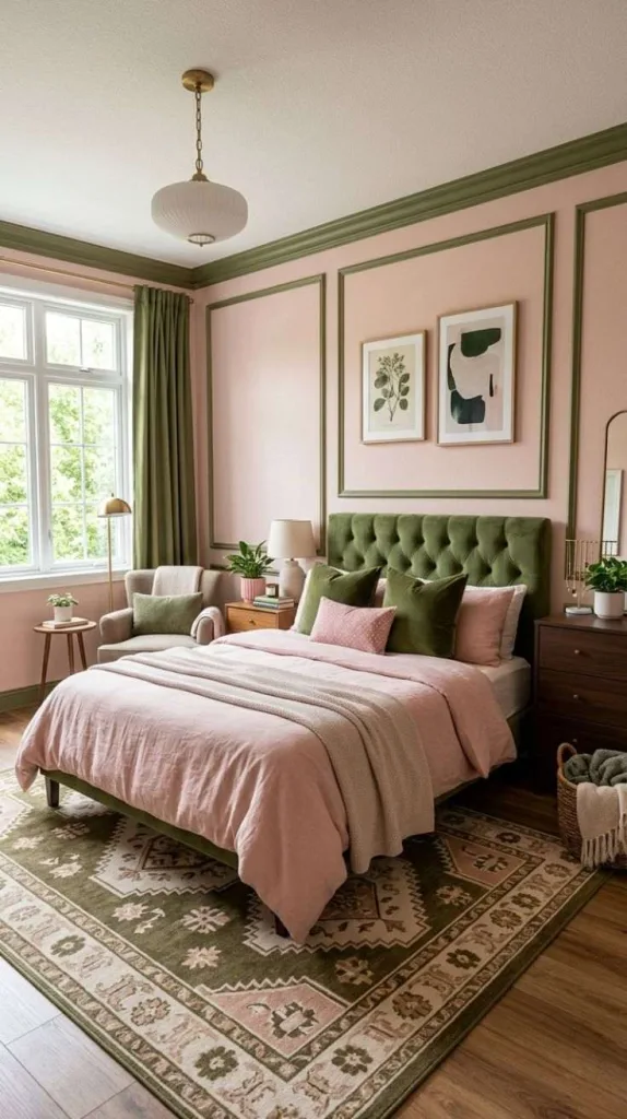 These Pink and Green Bedrooms Designs That Never Go Out of Style 7 Olive Picture Frame Molding