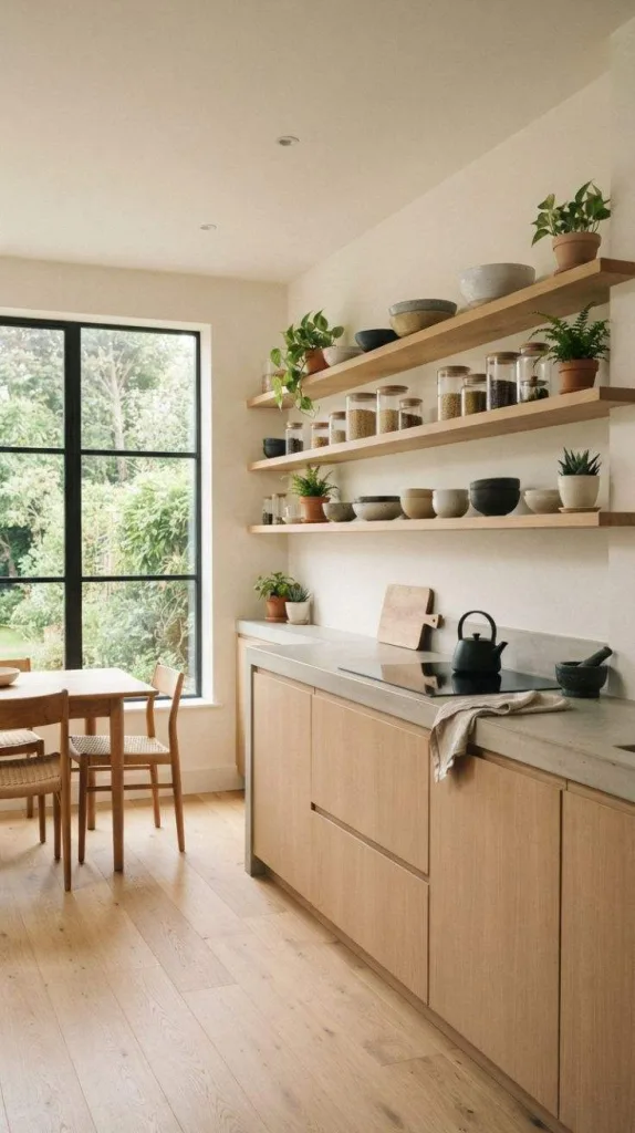10 Japandi Style Kitchen Design for Modern Living 6 Open Shelf Japandi Display