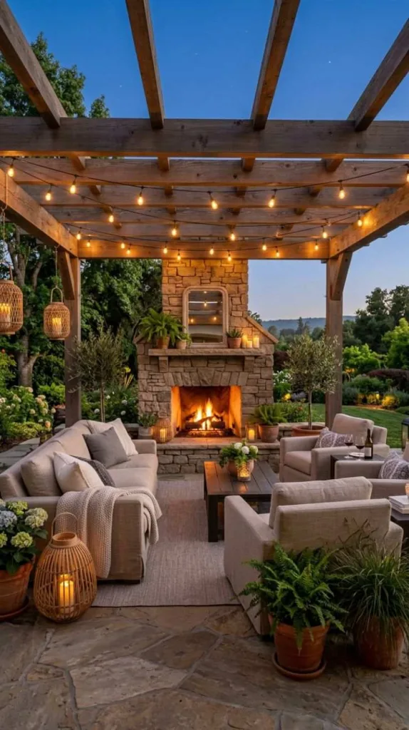 Covered Patio Ideas With Fireplace for Cozy Nights 5 Outdoor Living Room Patio