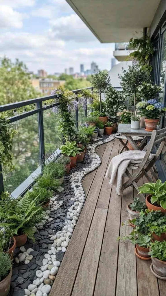 The Best Narrow Balcony Decor for Apartments 8 Pebble Border Accent