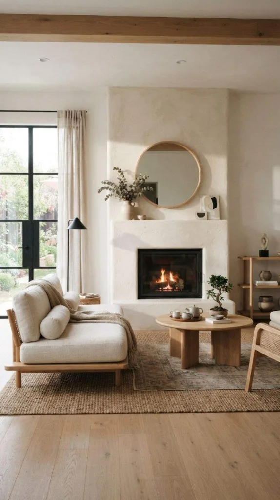 I Found 10 Japandi Interior Ideas You Tried Sooner 7 Plaster Wrapped Fireplace Wall