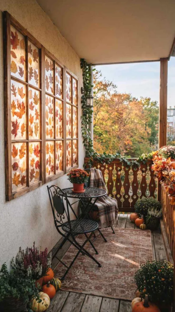 These Fall Balcony Decor Bring All the Autumn Vibes 9 Pressed Leaf Window Screens