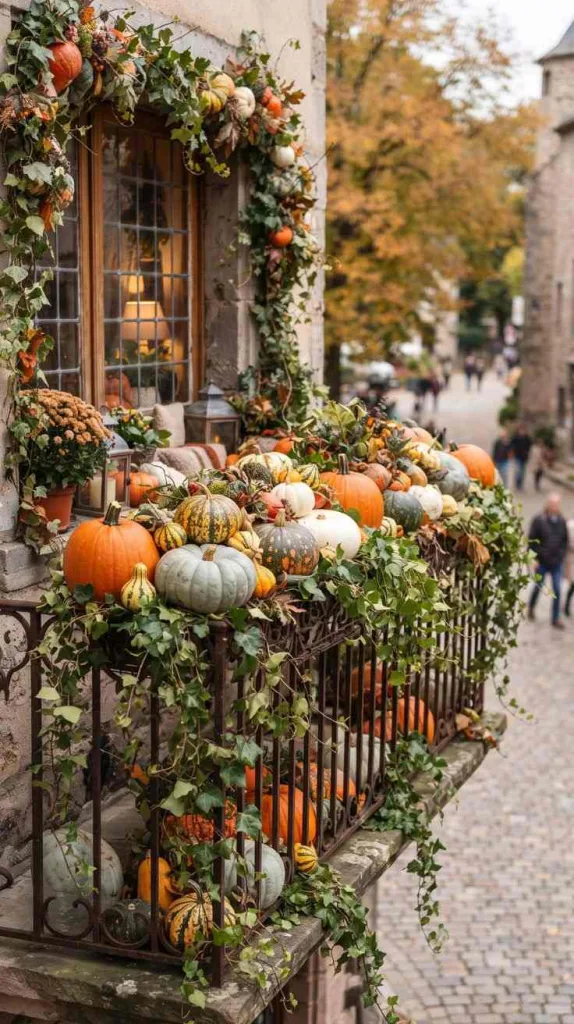 The Cozy Autumn Balcony Decor Everyone's Saving This Season 12 Pumpkin Window Display