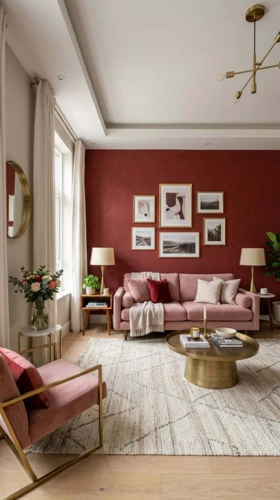 Red with Dusty Pink
