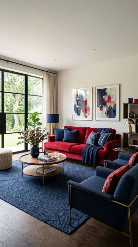 Red with Navy Blue