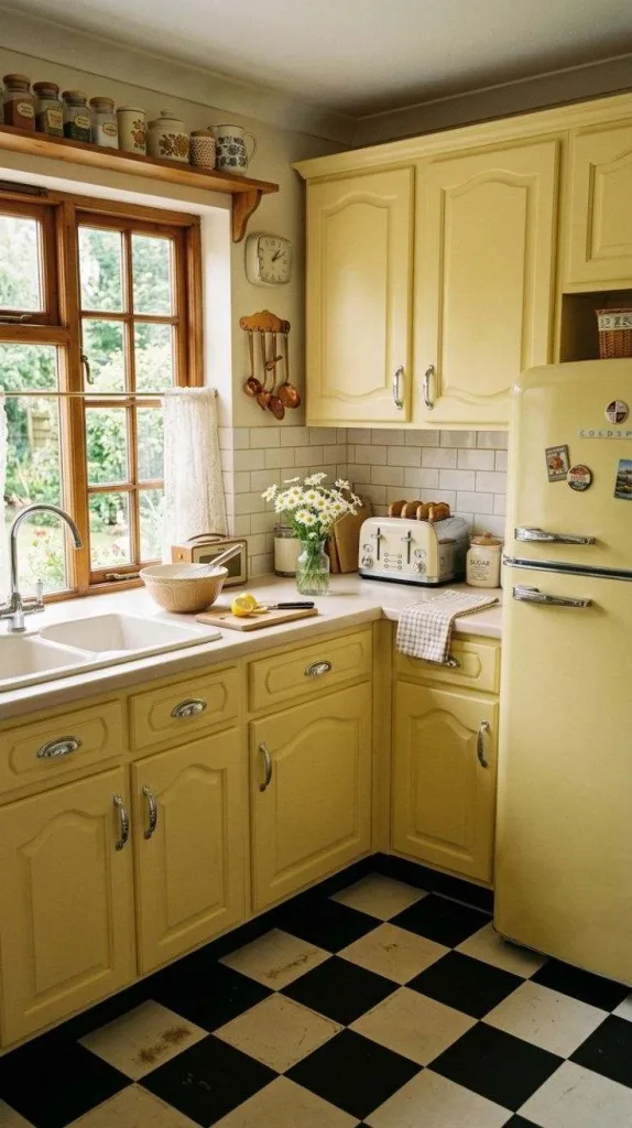 Retro Pastel Yellow Kitchen