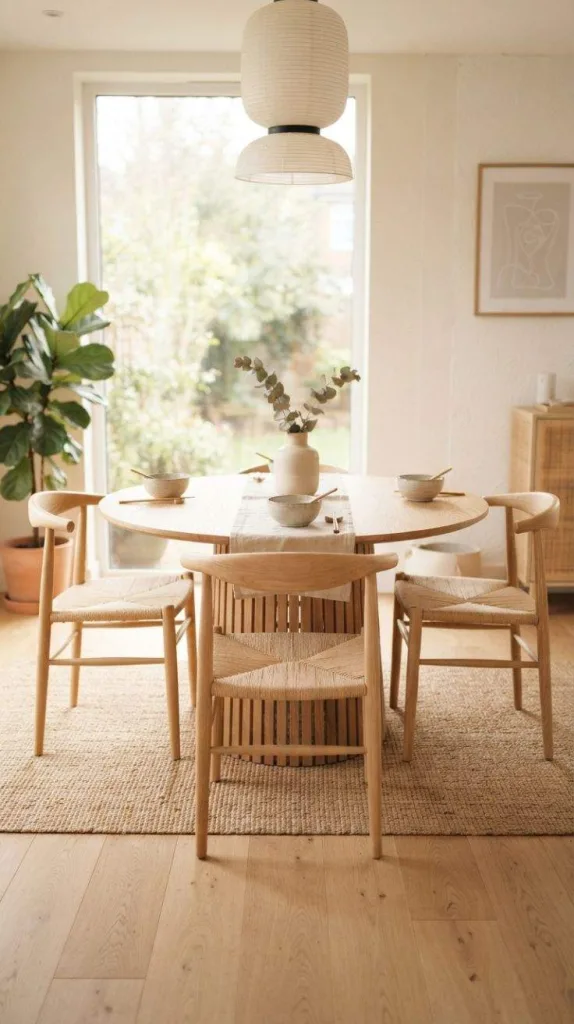 9+ Japandi Dining Room Design for a Modern Home 6 Round Japandi Dining Table