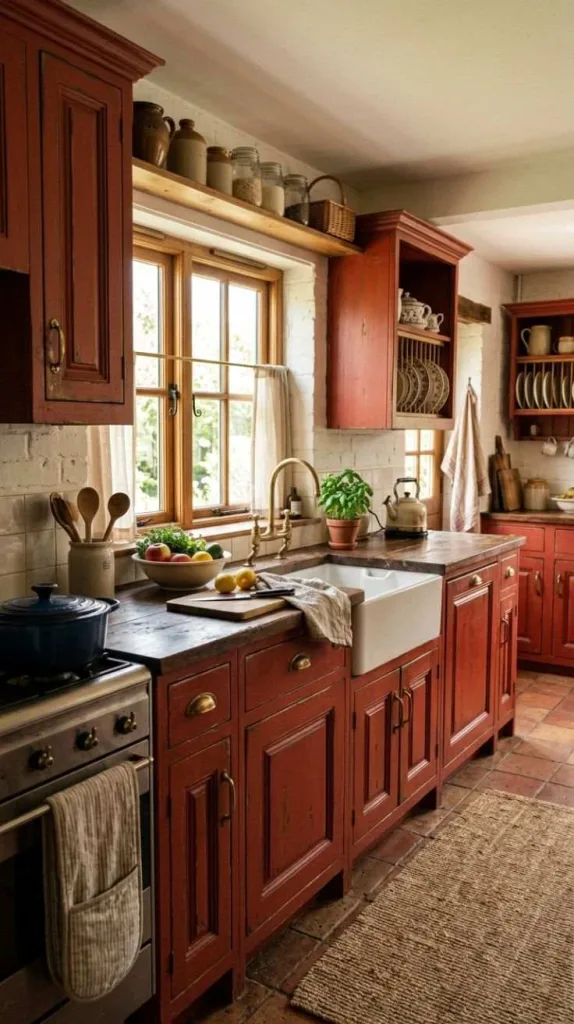 Rustic Red Cabinets