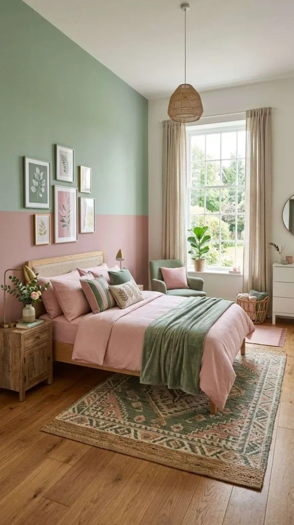 These Pink and Green Bedrooms Designs That Never Go Out of Style 5 Sage Color Block Walls