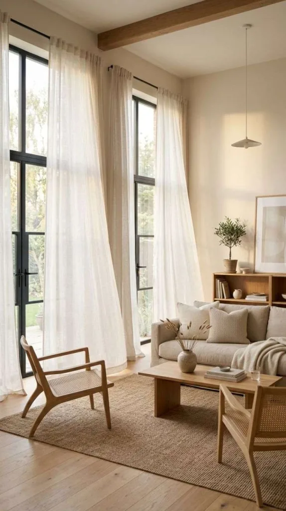 How to Brighten a Dark Room and Make It Feel Twice as Big 6 Sheer Linen Curtains