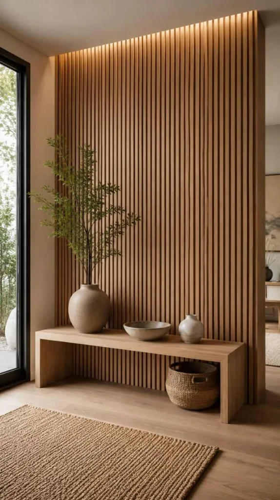 Slatted Wood Accent Wall
