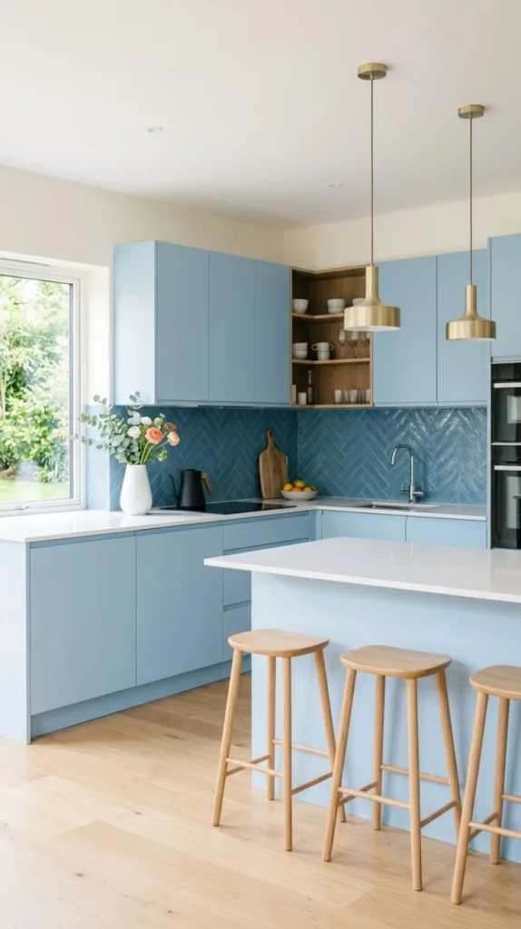 Sleek Blue Backsplash Flow