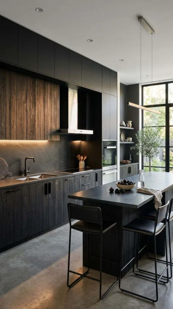 Sleek Charred Wood Kitchen