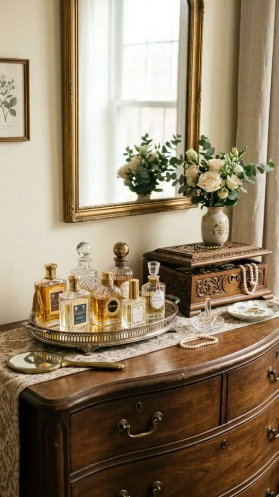 How to Style a Dresser Top in Just 10 Minutes 4 Sleek Vintage Perfume