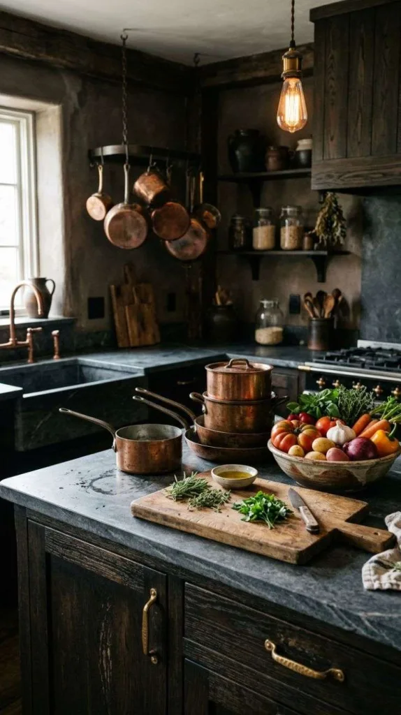 Dark Rustic Kitchen Ideas for Timeless Charm 5 Soapstone Countertop Styling