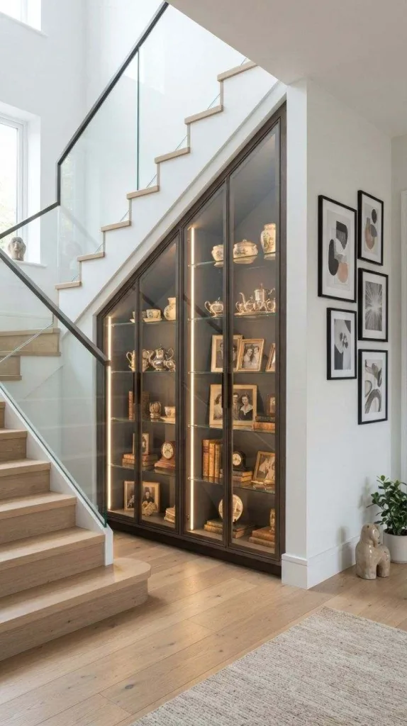 12 Under Staircase Decor for Stylish and Functional Spaces 4 Stylish Display Cabinets