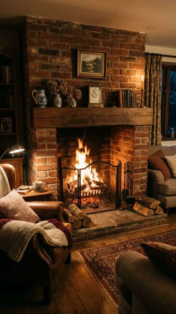Traditional Brick Fireplace