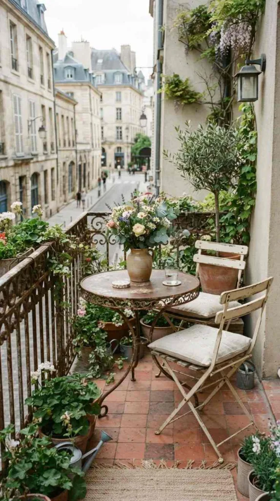 Create an Aesthetic Balcony Decor You'll Never 11 Vintage Bistro Balcony Corner