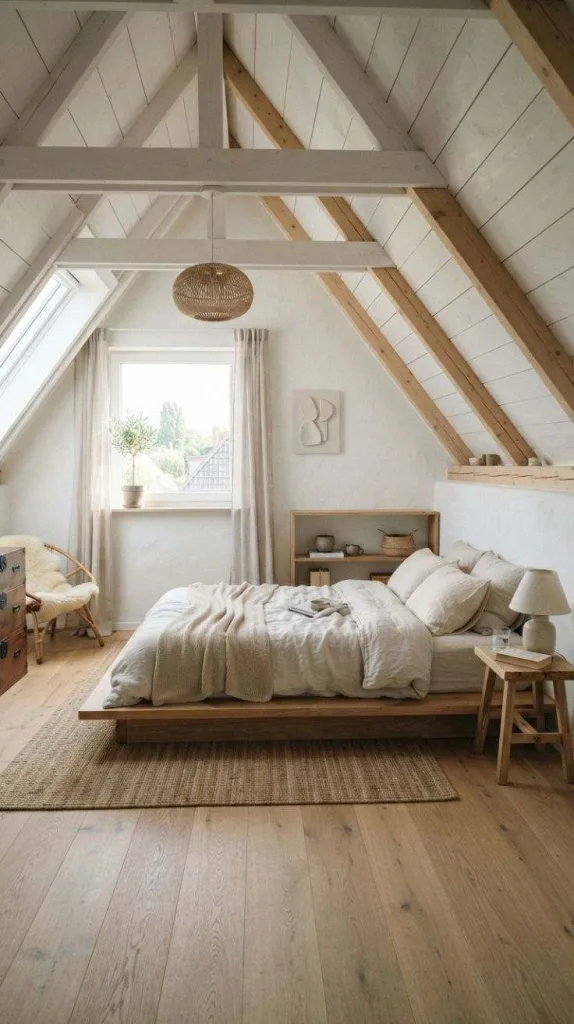 All These Attic Bedroom Ideas Don't Feel Small at All 9 Whitewashed Attic Wall Design