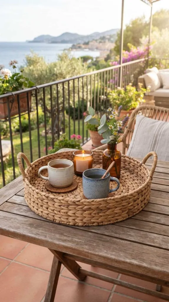 This Balcony Table Decor Instantly Elevate Your Outdoor Space 5 Woven Rattan Serving Tray