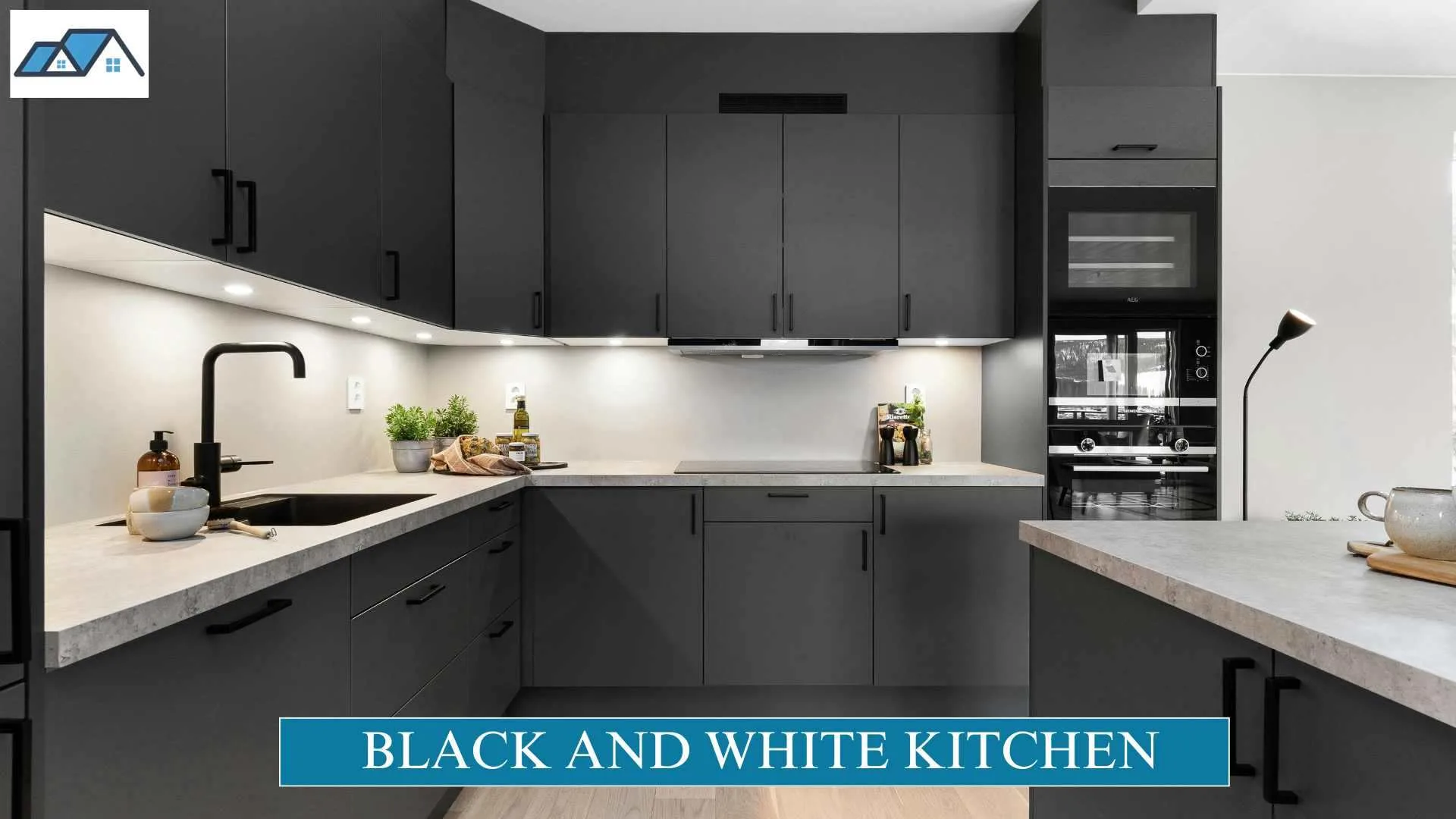 black and white kitchen