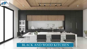 black and wood kitchen