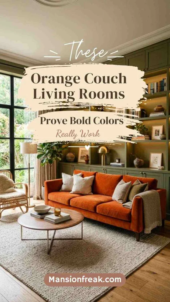 These Orange Couch Living Rooms Prove Bold Colors Really Work 2 Orange Couch Living Rooms