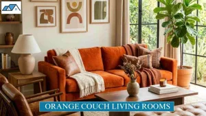 orange couch living rooms